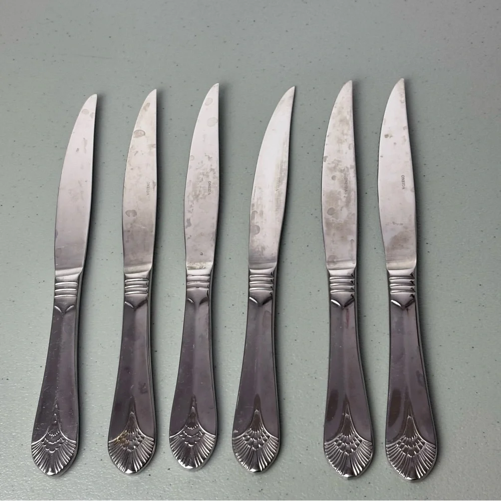 Oneida Lot of 6 Table Dinner Knives Stainless Steel New York